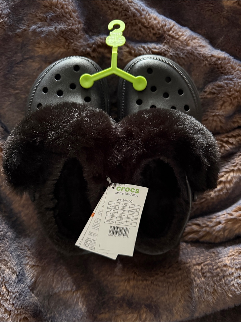 CROCS Kids Black Faux-Fur Lined Clog